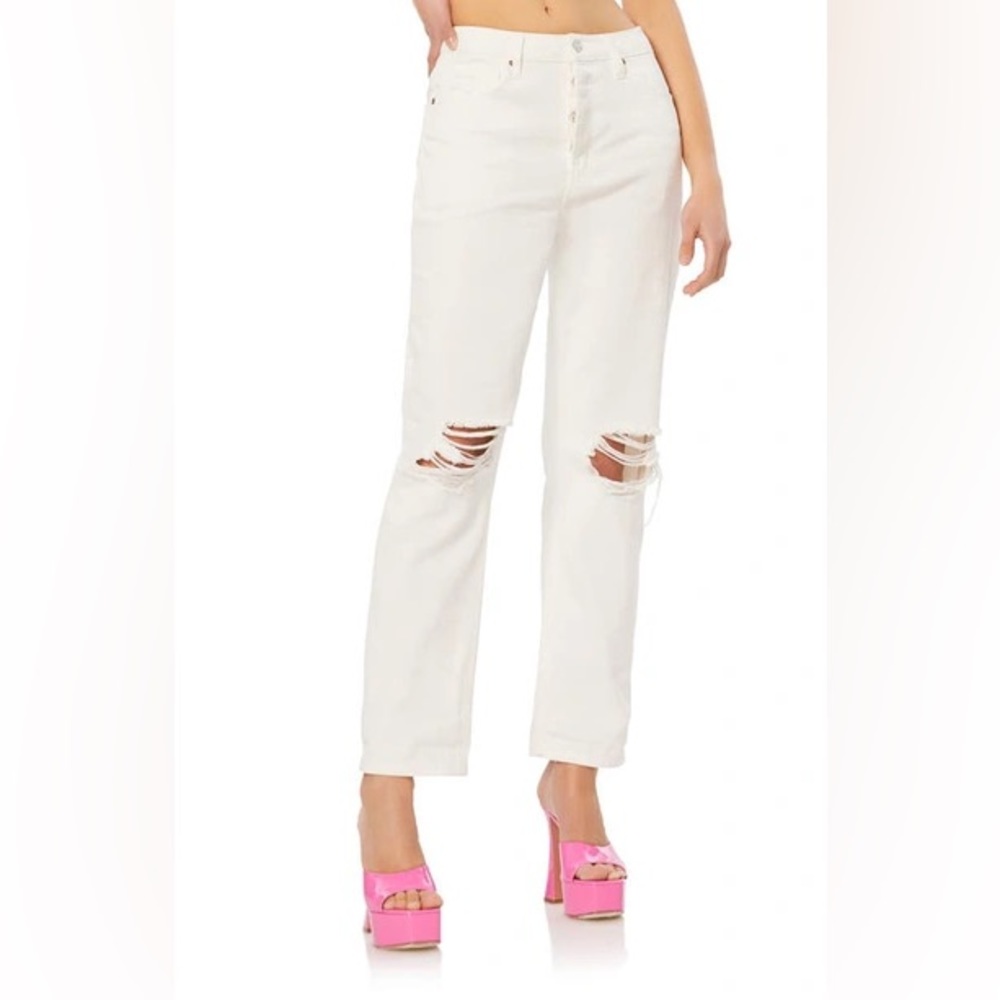 AFRM Dex Boyfriend Relaxed Fit Distressed Jean White Size 32